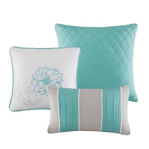 Madison Park Lola Printed Cotton Sateen Comforter Set in Aqua, Twin/Twin XL MP10-6833 - Image 3