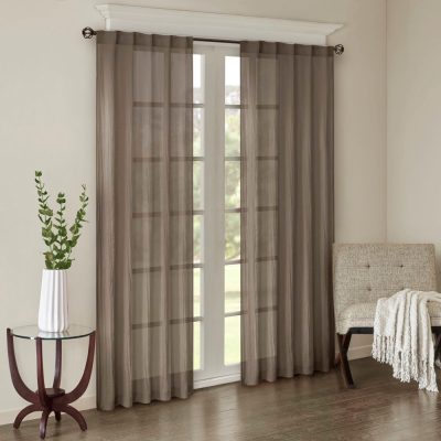 Madison Park Harper Solid Crushed Curtain Panel Pair in Taupe, 42x95" MP40-4502