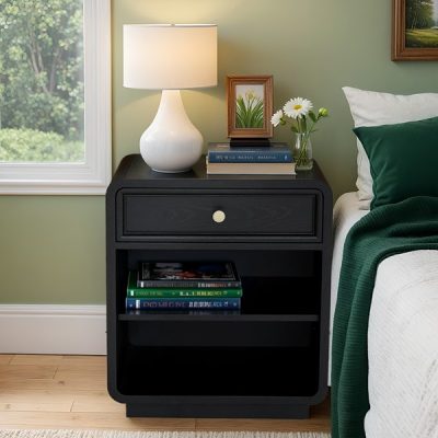 Chapel Hill Deco Nightstand in Black Satin CH136-0080