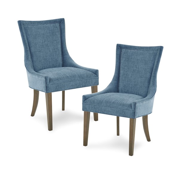 Madison Park Signature Ultra Upholstered Dining Side Chairs with wood legs (Set of 2) in Blue, Set of 2 MPS108-0302 - Image 2