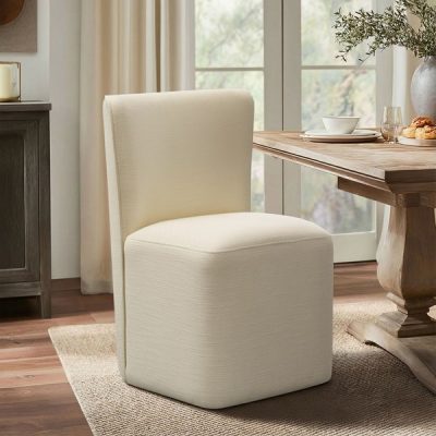 Madison Park Vela Dining Chair with castors in Cream, One Size MP108-1294