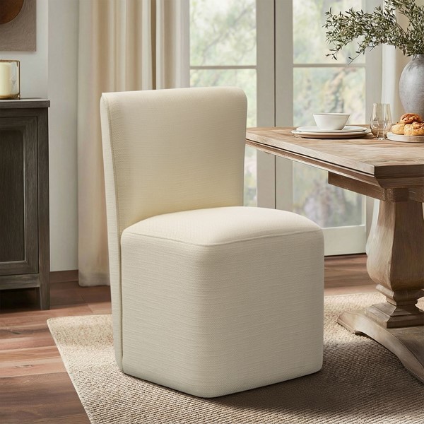 Madison Park Vela Dining Chair with castors in Cream, One Size MP108-1294