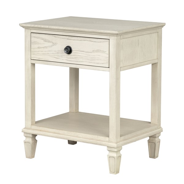 Madison Park Signature Victoria one-drawer wood bedside table with shelf in Antique Cream, One Size MPS136-0311 - Image 6