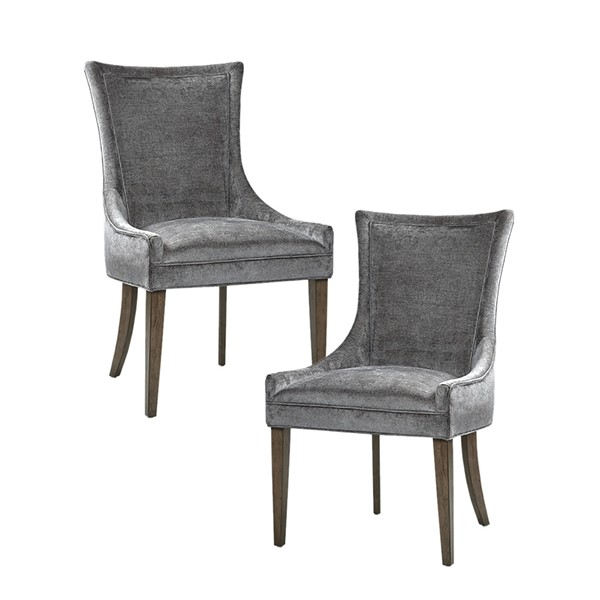 Madison Park Signature Ultra Upholstered Dining Side Chairs with wood legs (Set of 2) in Dark Gray, Set of 2 MPS108-0156 - Image 2