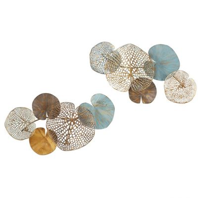 Madison Park Lenzie Multi-colored Lily Pad Leaves 2-piece Metal Wall Decor Set, Set of 2 MP167-0357