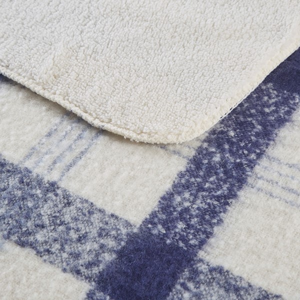 Woolrich Bloomington Faux Mohair to Sherpa Throw in Blue, 50x60" WR50-3968 - Image 5