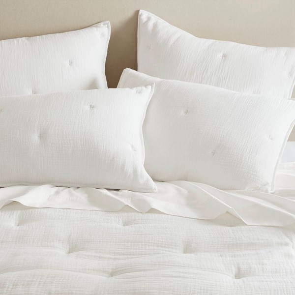 Harbor House Blue Breeze cotton gauze embroidered Euro Sham in White, Euro Sham HH11-1893 - Image 4