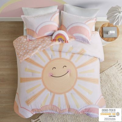 Urban Habitat Kids Dawn Sunshine Printed Reversible Comforter Set in Yellow/Coral, Full/Queen UHK10-0185