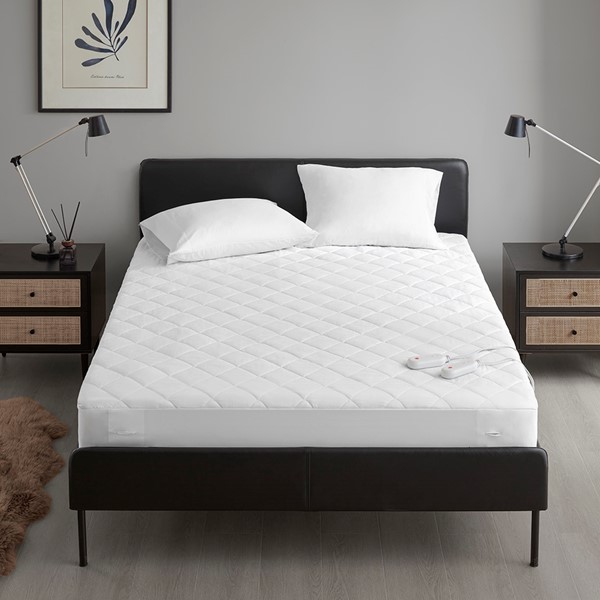 Sharper Image Embossed Microfiber Heated Mattress Pad in White, Queen SI55-0061 - Image 2