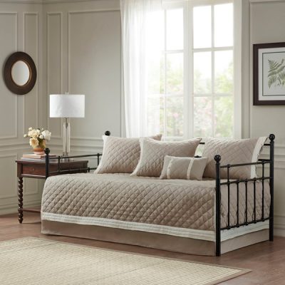 Madison Park Breanna 6 Piece Cotton Daybed Cover Set in Khaki, Daybed MP13-6472
