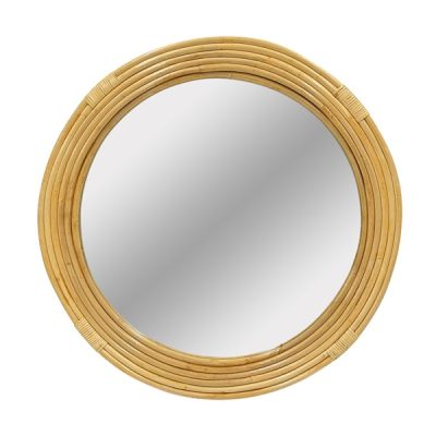 Martha Stewart Luna Natural Rattan Round Wall Mirror in Natural, One Size MT95F-0078