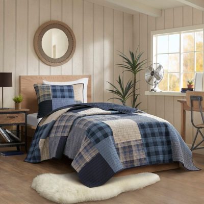 Woolrich Winter Hills Oversized Cotton Quilt Set in Blue, Twin/Twin XL WR13-4085