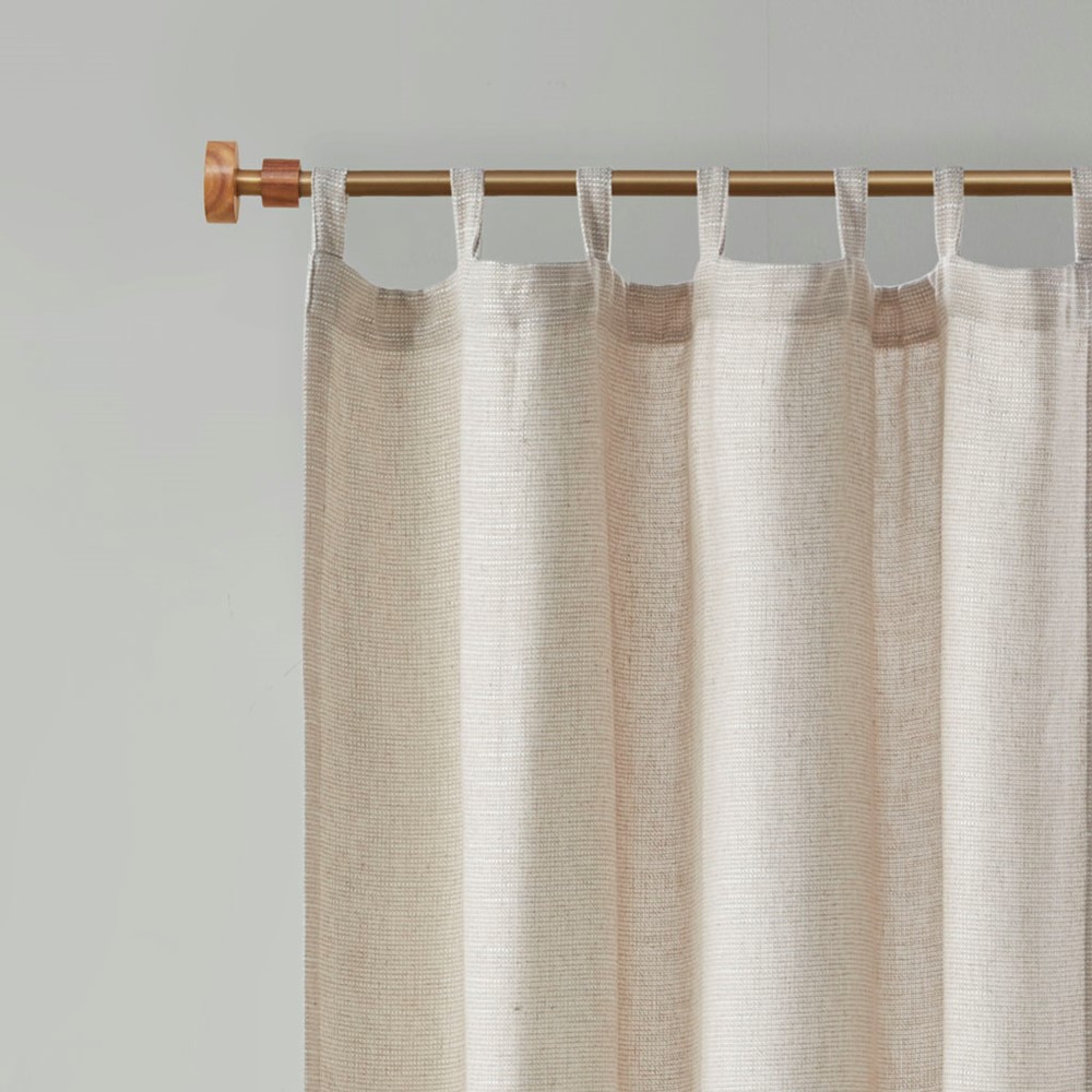 Madison Park Beals Faux Linen Tab Top Fleece Lined Curtain Panel in Natural, 50x84" MP40-7494 - Image 3
