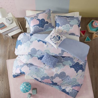Urban Habitat Kids Cloud Cotton Printed Duvet Cover Set in Blue, Full/Queen UHK12-0034
