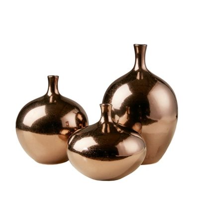 Madison Park Signature Ansen Mirrored Ceramic Decorative Vases 3-piece set in Bronze, 3-Piece MPS167-211