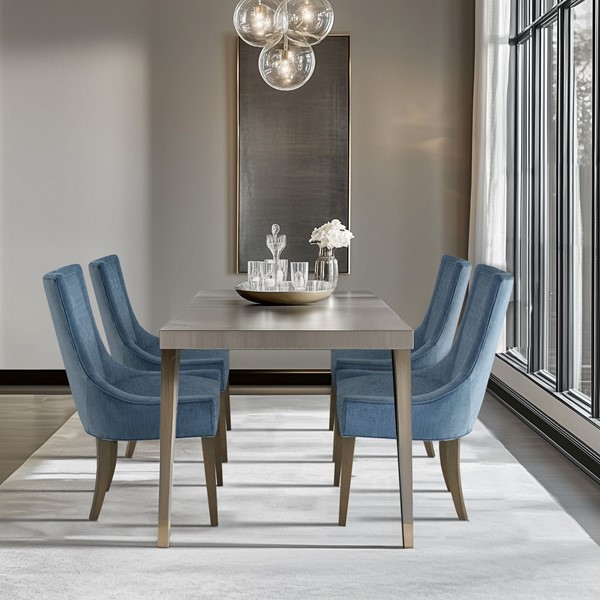 Madison Park Signature Ultra Upholstered Dining Side Chairs with wood legs (Set of 2) in Blue, Set of 2 MPS108-0302 - Image 3
