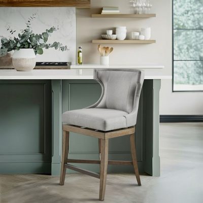 Madison Park Carson Counter Stool With Swivel Seat in Light Grey, One Size MP104-0986