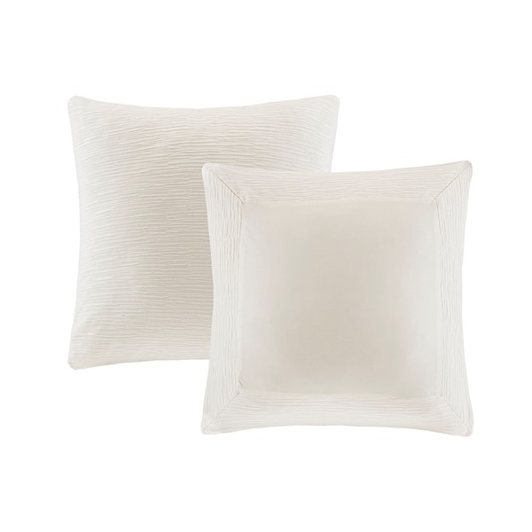 N Natori Hanae Cotton Blend Yarn Dyed Euro Sham in White, 26x26" NS11-3247 - Image 3