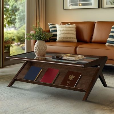 INK+IVY Rocket wood & tempered glass coffee table in Morocco Brown, One Size II120-0608