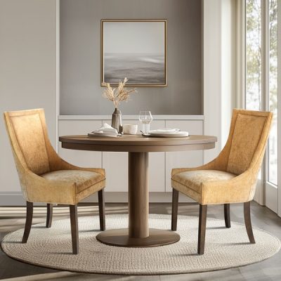 Madison Park Signature Ultra Upholstered Dining Side Chairs with wood legs (Set of 2) in Gold, Set of 2 MPS108-0328