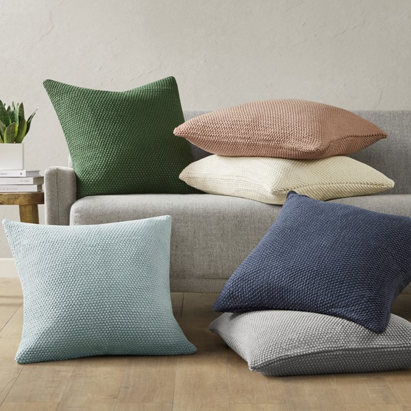 INK+IVY Bree Knit Euro Pillow Cover in Light Blue, 26x26" II21-1305 - Image 7
