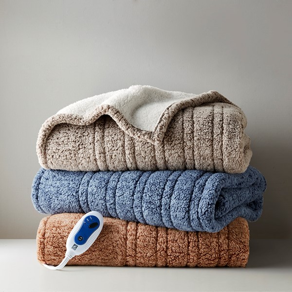 True North by Sleep Philosophy Marbled Sherpa Heated Throw in Brown, 50x60" TN54-0507 - Image 3