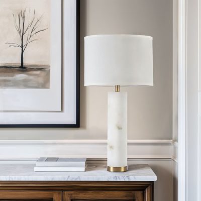INK+IVY Prague Alabaster Table Lamp in White/Gold, One Size MP153-0144