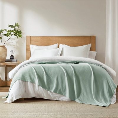 Madison Park Liquid Cotton Blanket in Seafoam, King BL51N-0737