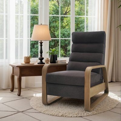 Chapel Hill Jordan Wood framed push back Recliner in Grey, One Size CH103-0074