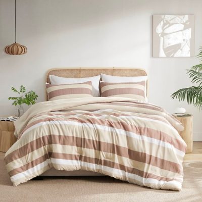 Regency Heights Blais Stripe Textured Print Comforter Set in Terracotta, Full/Queen RH10-0011
