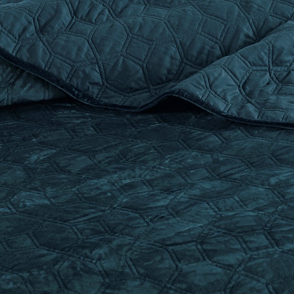 Madison Park Harper 3 Piece Velvet Quilt Set in Teal, Full/Queen MP13-4611 - Image 6