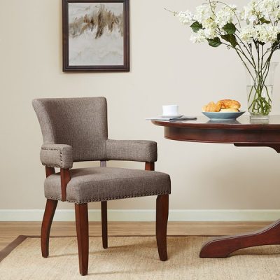 Madison Park Dawson Upholstered Dining Chair with Padded Arm in Brown, One Size FPF20-0387