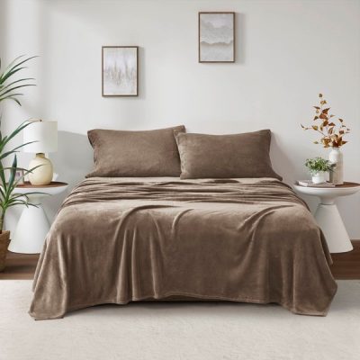 True North by Sleep Philosophy Soloft Plush Micro Plush Sheet Set in Brown, Queen BL20-0451