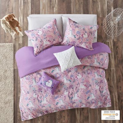 Urban Habitat Kids Lola Unicorn Cotton Duvet Cover Set in Pink, Twin UHK12-0100