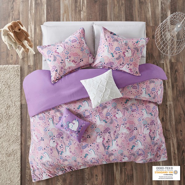 Urban Habitat Kids Lola Unicorn Cotton Duvet Cover Set in Pink, Full/Queen UHK12-0101