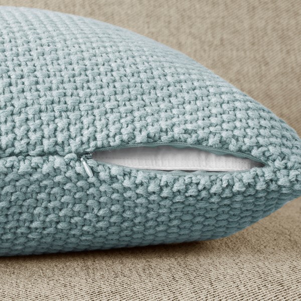 INK+IVY Bree Knit Euro Pillow Cover in Light Blue, 26x26" II21-1305 - Image 6
