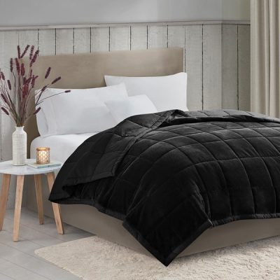 Madison Park Coleman Reversible HeiQ Smart Temperature Down Alternative Blanket in Black, Twin/Twin XL MP51-8192