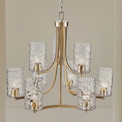 Hampton Hill Opulentia 9-light Round Tiered Chandelier with Textured Glass Shades in Antique Brass, One Size FB150-1190