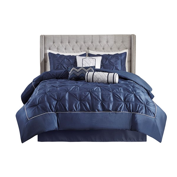 Madison Park Laurel 7 Piece Tufted Comforter Set in Navy, Cal King MP10-2242 - Image 4