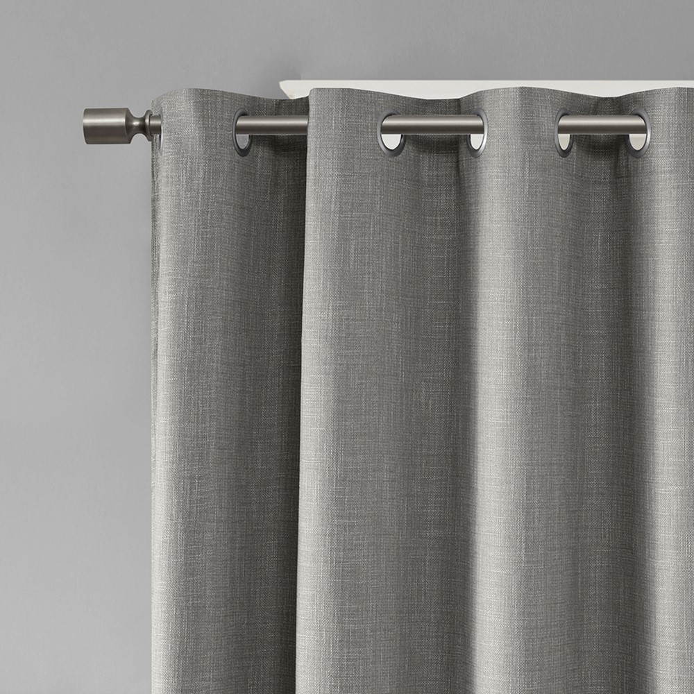 SunSmart Maya Printed Heathered Blackout Grommet Top Curtain Panel in Grey, 50x84" SS40-0028 - Image 2