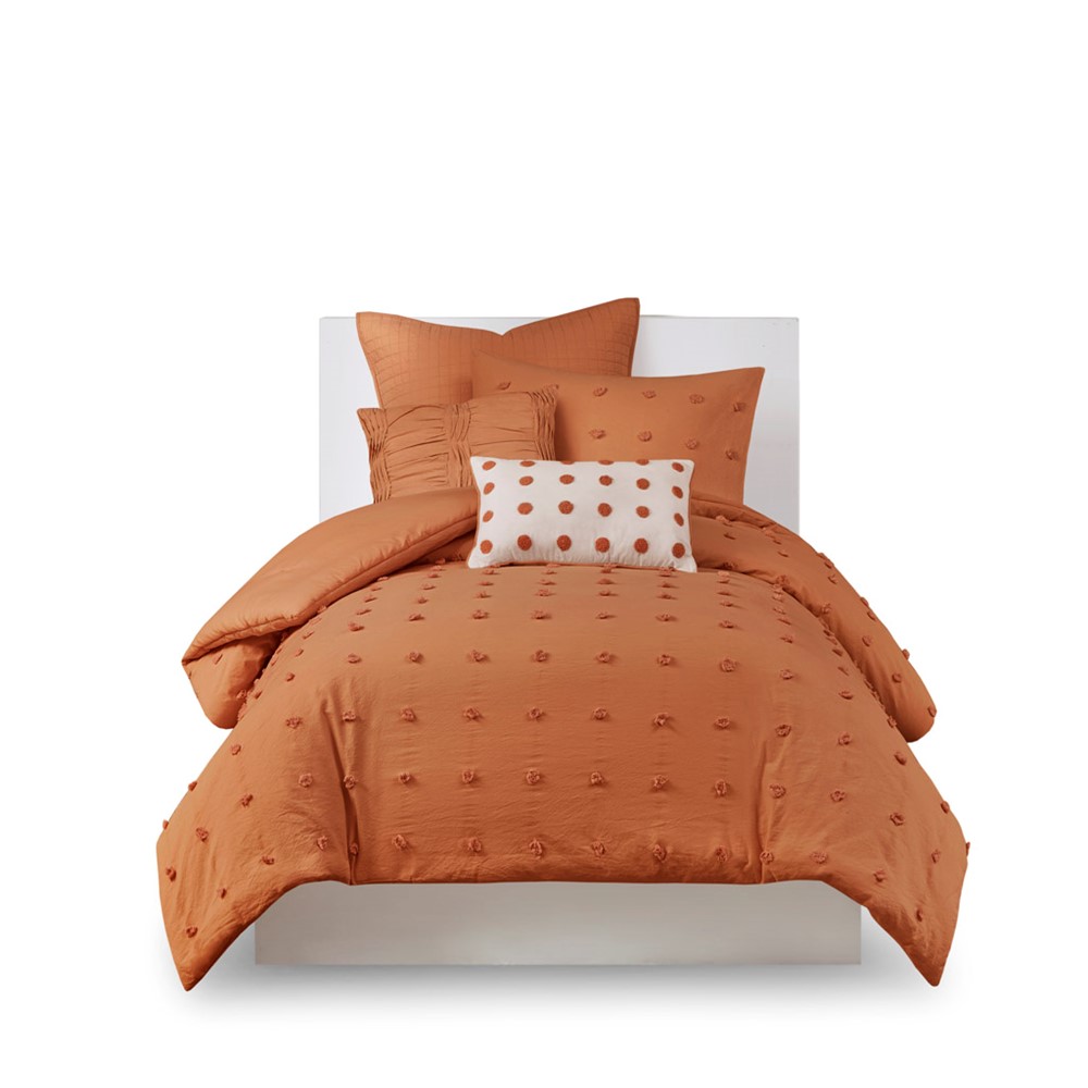 Urban Habitat Brooklyn Cotton Jacquard Comforter Set with Euro Shams and Throw Pillows in Rust, Twin/Twin XL UH10-2494 - Image 5