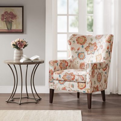 Madison Park Colette Accent Wingback Chair in Cream, One Size MP100-0465