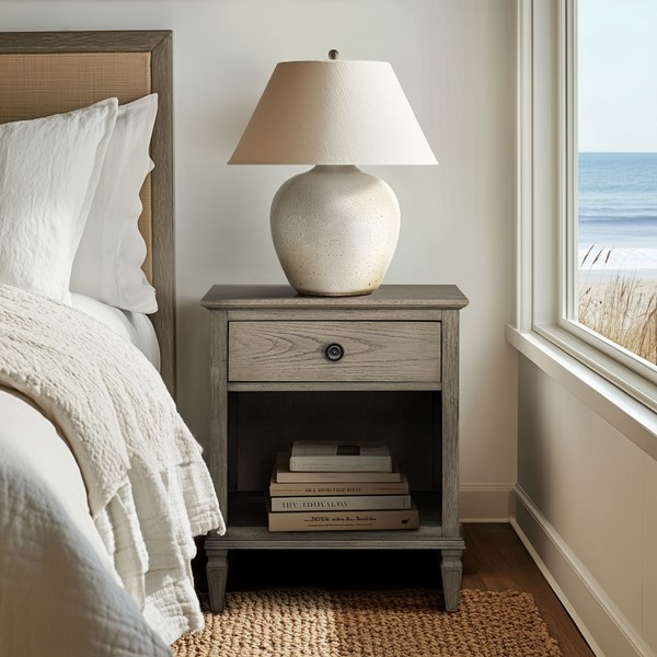 Madison Park Signature Victoria one-drawer wood nightstand with shelf in Reclaimed Grey, One Size MPS136-0320