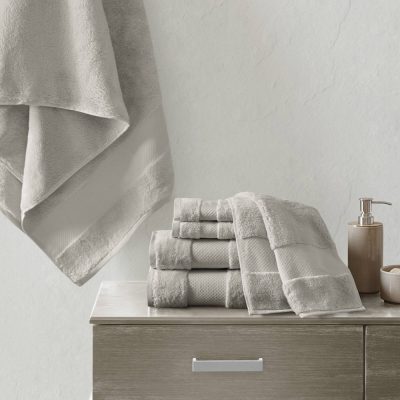 Madison Park Signature Turkish Cotton 6 Piece Bath Towel Set in Grey, 6-Piece MPS73-316