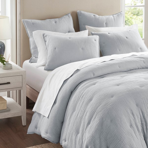 Harbor House Blue Breeze cotton gauze embroidered Euro Sham in Blue, Euro Sham HH11-1892 - Image 3
