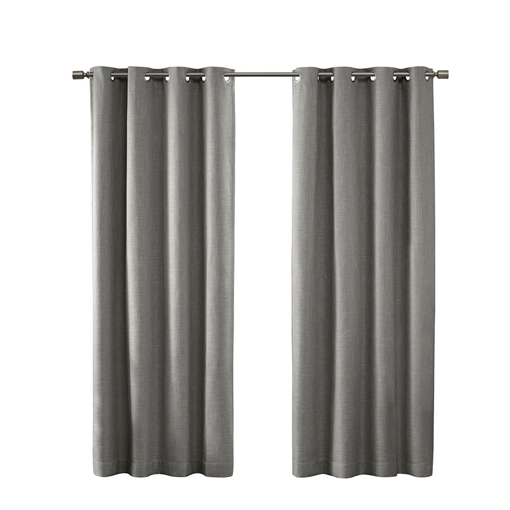 SunSmart Maya Printed Heathered Blackout Grommet Top Curtain Panel in Grey, 50x84" SS40-0028 - Image 3
