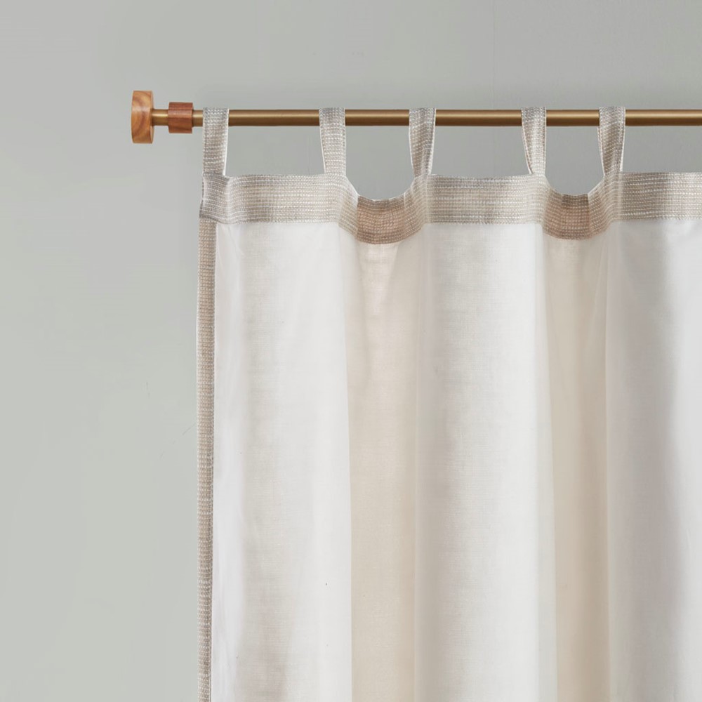 Madison Park Beals Faux Linen Tab Top Fleece Lined Curtain Panel in Natural, 50x84" MP40-7494 - Image 4