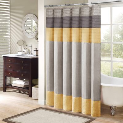 Madison Park Amherst Faux Silk Shower Curtain in Yellow, 72x84" MP70-8824