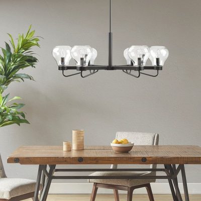 510 Design Devon 6-Light Chandelier with Bowl Shaped Glass Shades in Black, One Size 5DS150-0044
