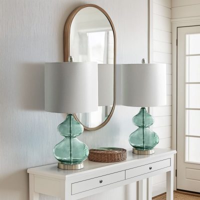 510 Design Ellipse Curved Gourd Glass Table Lamp, Set of 2 in Blue, Set of 2 5DS153-0018